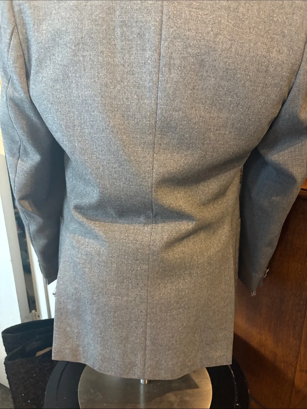 Pur Double-Breasted Gray Wool Suit Jacket